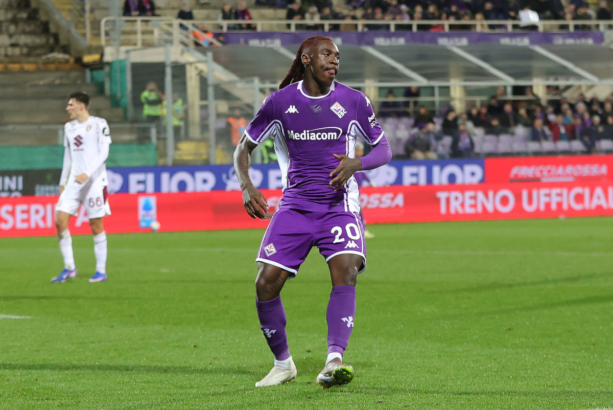 FLORENCE, ITALY - FEBRUARY 7: Moise Kean of ACF Fiorentina reacts during the Serie A match between ACF Fiorentina and Torino FC at Artemio Franchi on February 7, 2026 in Florence, Italy. (Photo by Gabriele Maltinti/Getty Images)